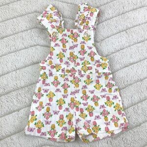 Vintage 80s Romper Flowerpot Print Ruffle Straps